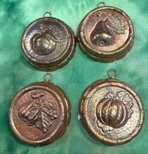 Set of 4 Kitchen Copper Wall Hangings