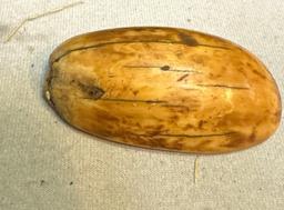 2 Ancient Eskimo Artifacts- small animal Harpoon point and Ivory Hide scrapper