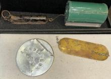 Old Fish scale, Bout Box, Leader Box and Salmon Flasher