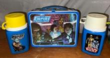 1980 The Empire Strikes back Metal Star Wars Lunch box & Thermos& Bonus 1977 Thermos