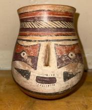 Old Nazca Polychrome Effigy Pottery Beaker- Represent a Human Face
