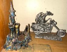 Dragon Riding on a Motorcycle and Castle Candle Holder