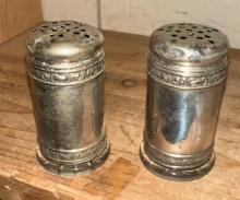 Pair of Silver Plate Salt & Pepper Shakers Dated Oct 31, 1893
