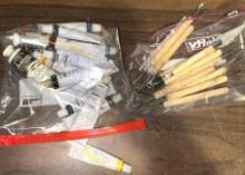 Group of Clay Sculpturing tools and 14 Tubes of Artist paints