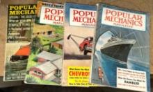4 Copies of Popular Mechanics Magazines 1950's
