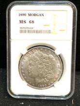 1890 Morgan Dollar in Slab weighs .81 oz