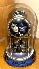 Elvis Clock with Rotating Guitars under Glass Dome