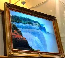 Framed Niagara Falls in Motion- with Sound and Picture Moves- 35" x 25" x 7"