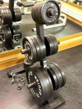 Weider Free Weights plus Stand- 32 piece Olympic plate Cast Weights