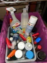 Bin of Assorted Cleaning Supplies