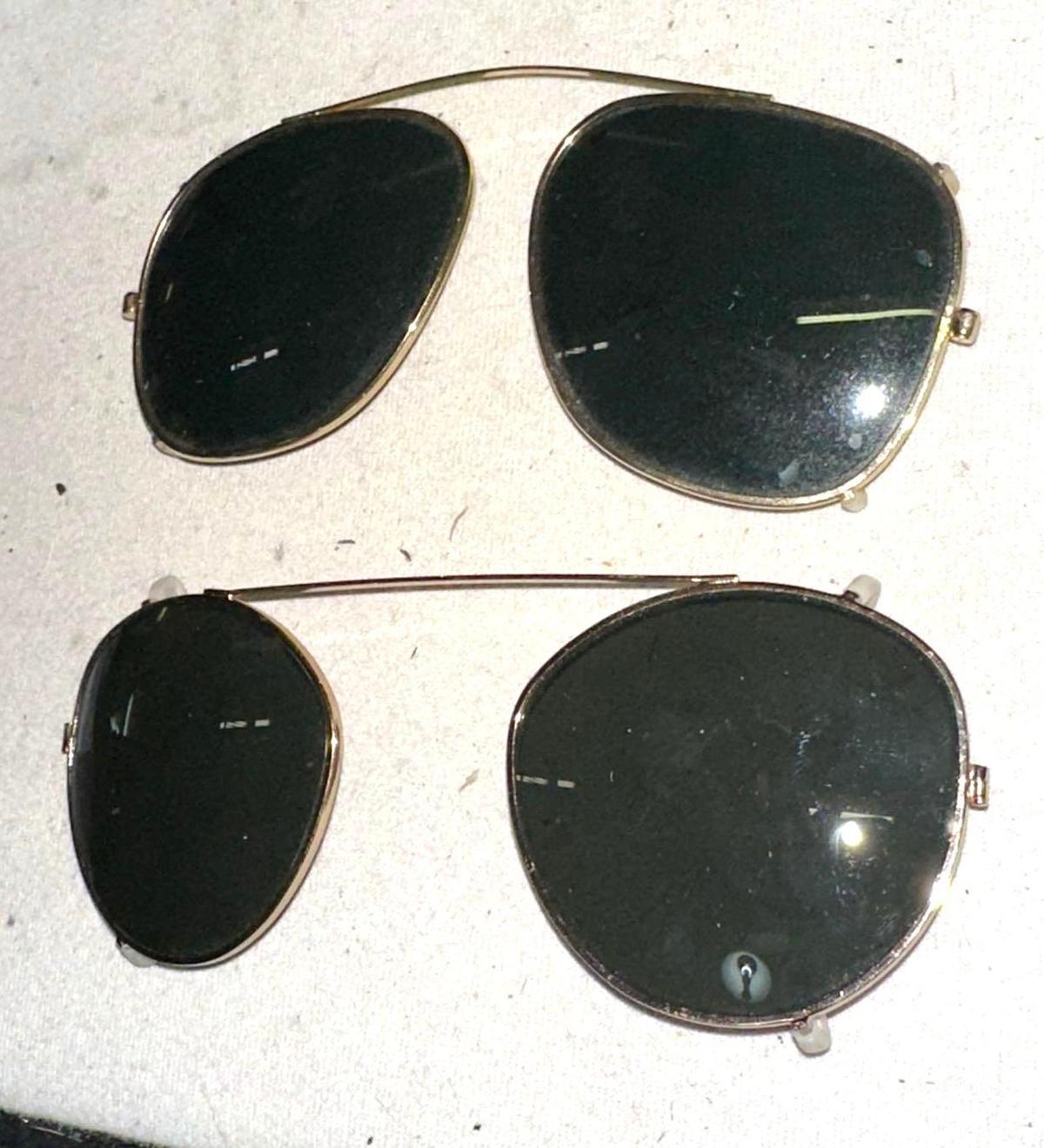 2 Pairs of Old Pilot Sunglasses- Clip on