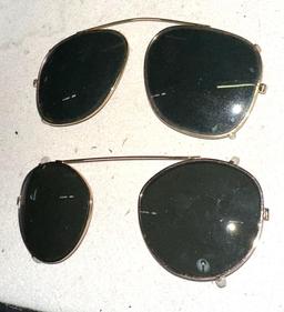 2 Pairs of Old Pilot Sunglasses- Clip on