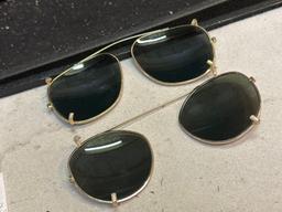 2 Pairs of Old Pilot Sunglasses- Clip on