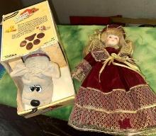 1986 Original Pound Puppy in Original Box and Seymour man Porcelain Doll