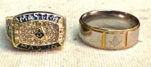 2 Free Mason Rings size 10 and 12