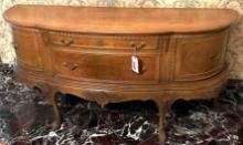 1910 Era Pecan Wood Buffet with Dovetail Drawers and Carved Legs