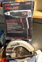 Craftsman 3/8" Drill and 7" Circular Saw- Both Work