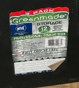Five 12 gallon Storage Bins with Lids