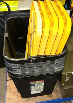 Five 12 gallon Storage Bins with Lids