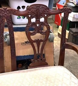Vintage Chippendale Style Bench/Loveseat with Pretty Wood Carvings 43" W x 42" T