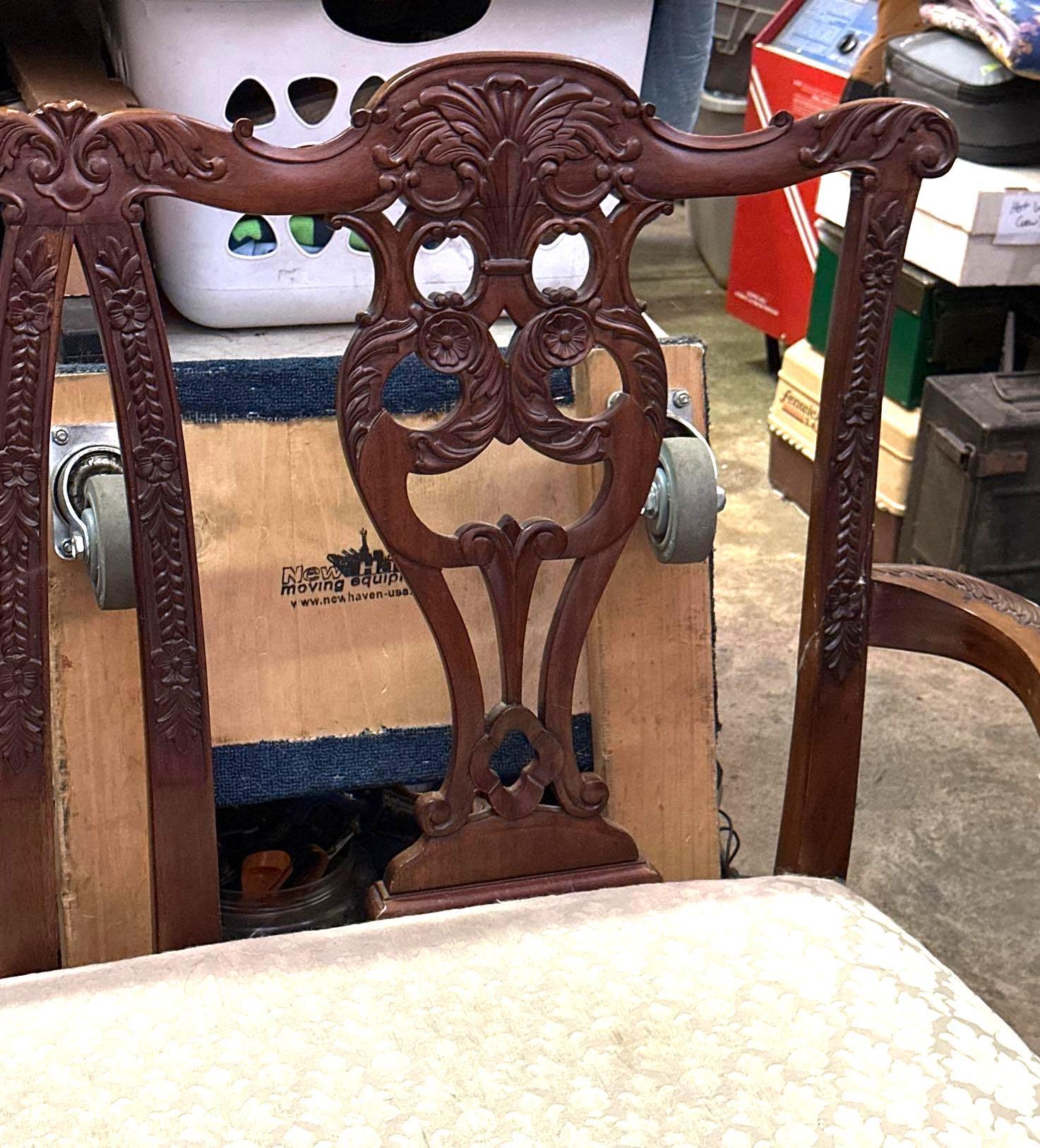 Vintage Chippendale Style Bench/Loveseat with Pretty Wood Carvings 43" W x 42" T