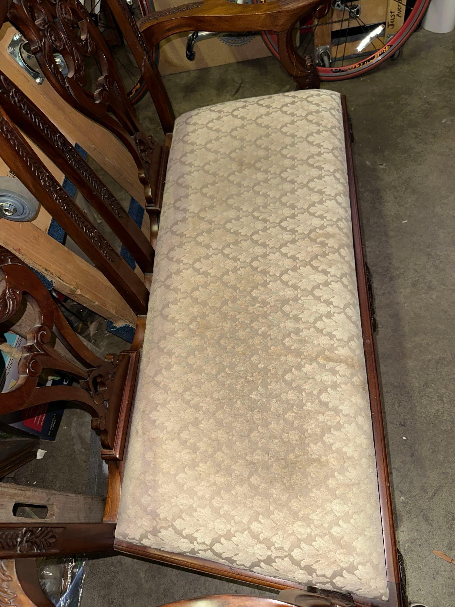 Vintage Chippendale Style Bench/Loveseat with Pretty Wood Carvings 43" W x 42" T