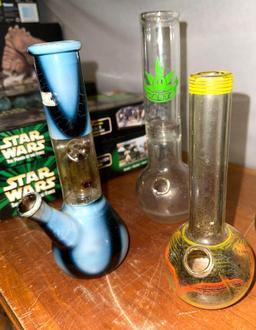 Group of Glass "Bud" Vases and Accessories