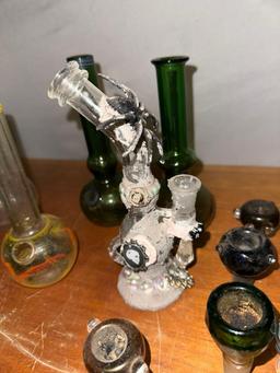 Group of Glass "Bud" Vases and Accessories
