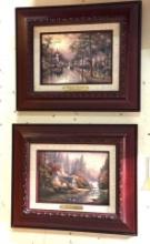 2 Framed Thomas Kinkade Art w/COA's 12" x 9"