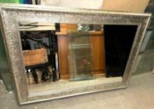 Modern Beveled Mirror with Silver Frame 42" x 32"