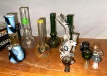 Group of Glass "Bud" Vases and Accessories