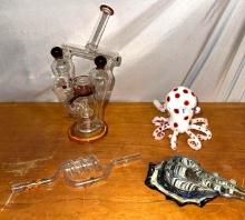 4 Super Cool Art Glass/ "Bud" Vases/ Tobacco Pipes