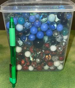 HUGE Container FULL of Marbles- including some Vintage