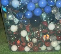 HUGE Container FULL of Marbles- including some Vintage