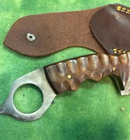 8" Curved Fixed Blade knife with sheath