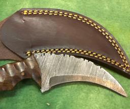 8" Curved Fixed Blade knife with sheath