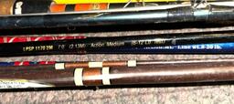 7 Trout Brass Fishing Rods- some Reels- All Intact