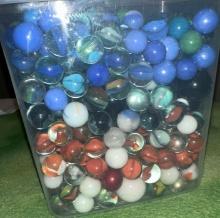 HUGE Container FULL of Marbles- including some Vintage
