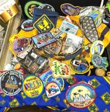 Huge Boy Scout Lot- Patches, Badges, Belt, Bandana and more