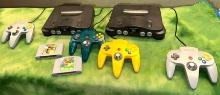 2 Nintendo 64 Consoles, 4 Controllers and 2 Video Games