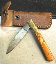 Folding Pocket knife with Sheath 4" Blade
