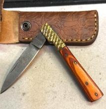 Folding Pocket knife with Sheath 4" Blade
