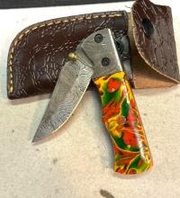 Folding Pocket knife with Sheath 3 1/2" Blade