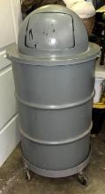 Metal Shop Trash Can on Wheels