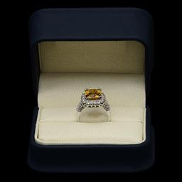 14k Gold 4.57ct Yellow Beryl 1.10ct Diamond Ring