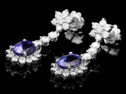 14k Gold 5ct Tanzanite 2.80ct Diamond Earrings