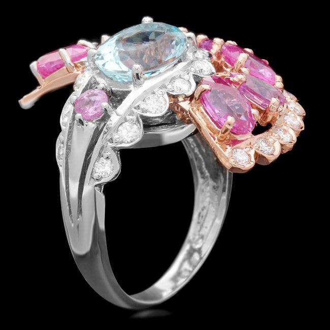 14k 3.00ct Aquamarine Sapphire 1ct Diamond Ring
