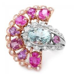 14k 3.00ct Aquamarine Sapphire 1ct Diamond Ring
