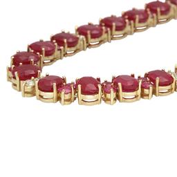 14K Gold 95.98ct Ruby 2.56ct Diamond Necklace