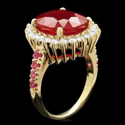 14k Yellow Gold 10.3ct Ruby 0.80ct Diamond Ring